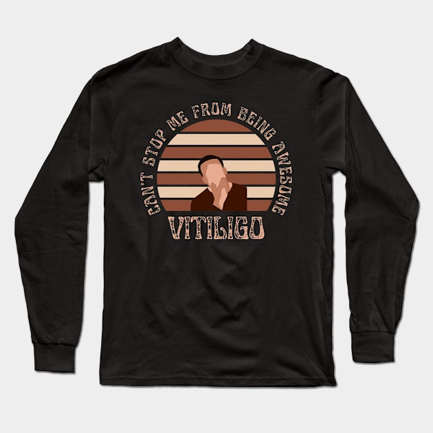 Vitiligo Can't Stop Me From Being Awesome Sunset Background Male Model Long Sleeve T-Shirt by Designs by Mim